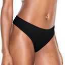 REORIA High Waisted Thongs for Women Breathable Seamless Thong Panties Sexy No Show Underwear 5 Pack (Black, S)