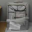 2 Pack Clothes Storage Bins Foldable Storage Box with Metal Frame for Clothes Blanket Sweater Linen Fabric Storage Box with 3 Opening Clear Window (Light Grey, 19.7"L x 15.7"W x 12.6"H(inch))