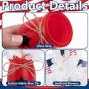 Iceyyyy 6 Set 4th of July Mason Jar Table Centerpiece, Mini Memorial Day Vase Tabletop Decoration with Flowers and Flags, Patriotic Independence Day Decor Centerpiece for Home Tiered Tray Party Favor