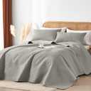 OARAGE Queen Quilt Bedding Set Soft Lightweight Grey Bedspread with Leaf Pattern,Ultrasonic Microfiber Bed Coverlet Full Size for All Season (1 Quilt, 2 Shams)