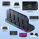 RGB Charger Dock for Nintendo Switch 2 2025- with Cooling Fan,8 in 1 Switch 2 Chagrer Dock for Joycon 2/1, Dual-Direction Charging, LED Indicators, Magnetic Charge Switch2 Accessories