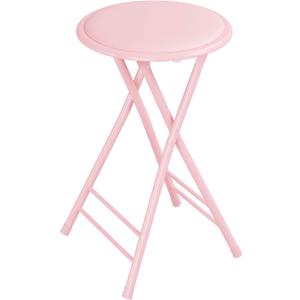Lavish Home Folding Stool - Backless 24-Inch Stool with 225lb Capacity for Kitchen or Rec Room - Portable Indoor Counter Bar Stools (Pink)