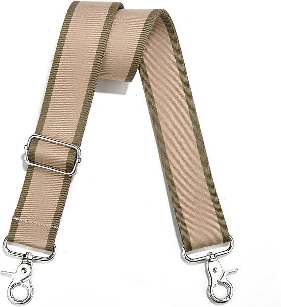 Wide Purse Strap Adjustable Replacement Crossbody Bag Strap Silver Hardware Shoulder Straps (Black Hardware-black Rice-801)