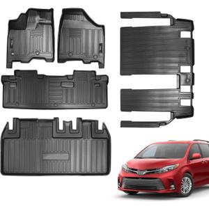 Vanseno Compatible for 2013-2020 Toyota Sienna 8 Seat Floor Mats and Cargo Liner Trunk Mat Upgrade All Weather Rubber Mat for 2013 2014 2015 2016 2017 2018 2019 2020 Toyota Sienna Accessories