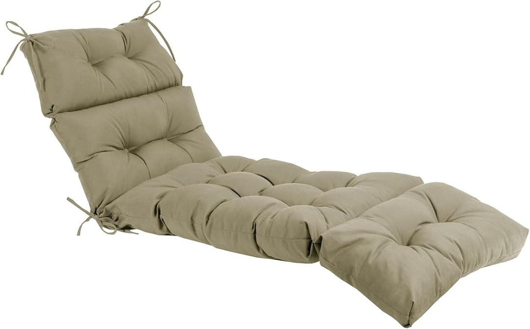 QILLOWAY Indoor/Outdoor Chaise Lounge Cushion,Spring/Summer Seasonal Replacement Cushions. (Beige)