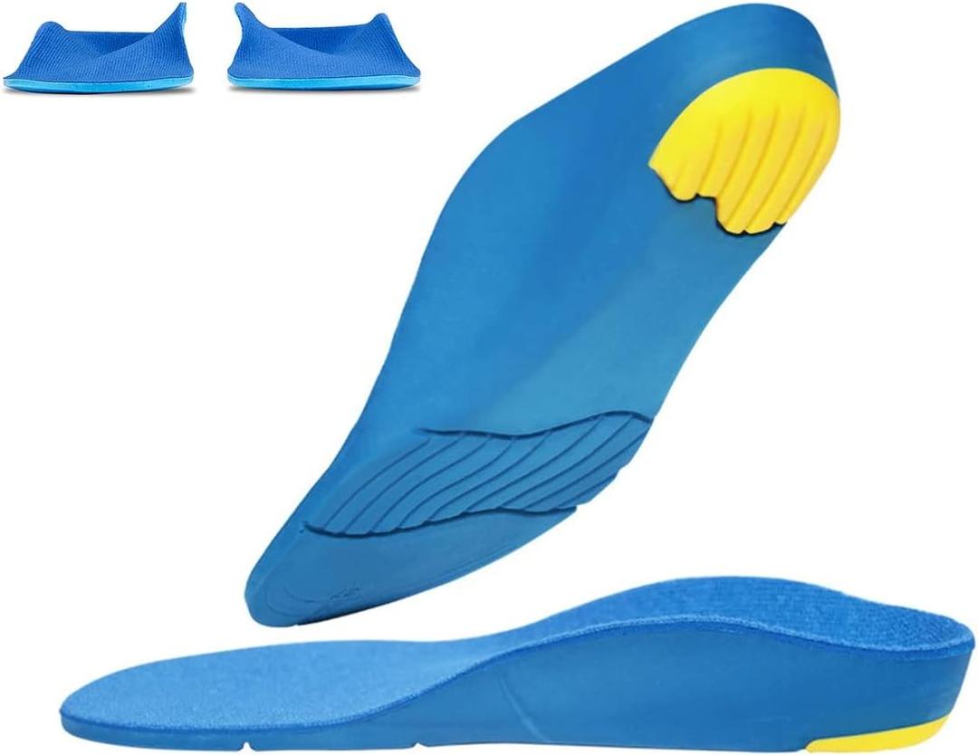 Kids Orthotic Cushioning Arch Support Shoe Insoles, Toddler Inserts for Flat feet, Plantar Fasciitis, Feet Heel Pain Relief (Big Kids 5-6.5 / Women 6-7.5)
