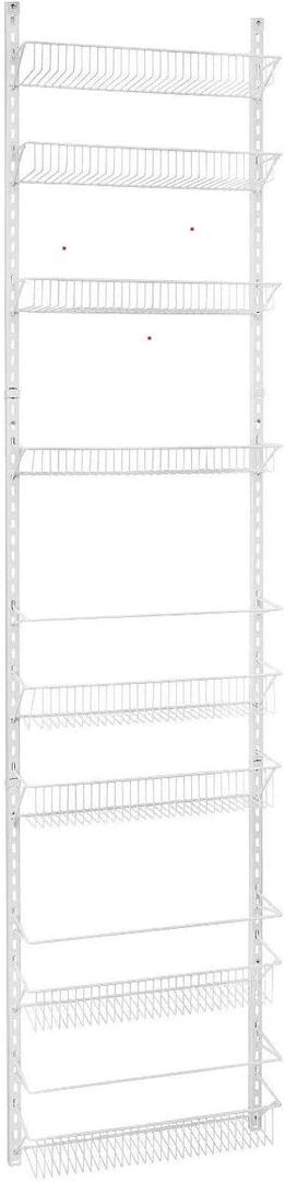 Jumbl Adjustable Wall Mounted 18 Inch Wide Hanging/Over the Door Dantry Organizer and Spice Storage Rack, White