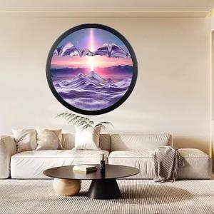 Sand Art Liquid Motion, Moving Sand Art Décor, 3D Wall Mounted 360° Rotate Sculpture, Wall Art Deep Sea Sandscape Room Decoration, Relaxing Mood Home Office Work Decor (Purple, 17.3'')