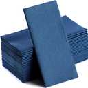50 Pack Navy Napkins | Linen Feel Disposable Cloth Like Paper Dinner Napkins | Hand Towels | Soft, Absorbent, Paper Hand Towels for Bathroom,Kitchen,Parties,Weddings or Events