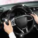 West Llama Diamond Bling Car Steering Wheel Cover with Crystal Rhinestones,3PCS Segmented Steering Wheel Protector,Universal for 99% Cars for Women(Black with Black Diamond)