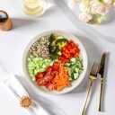 AmorArc 9.0" Large Ceramic Pasta Bowls, 32oz Handmade Speckled Stoneware Pasta Bowls Set of 2,  Microwave & Dishwasher Safe Bowls With Terracotta Underside for Fruit Pasta Salad-Beige