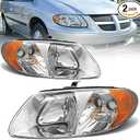AS 2001 2002 2003 2004 2005 2006 2007 Dodge Caravan Headlight Assembly Grand Caravan Chrysler Town & Country w/ 113.3 inch Short-Wheelbase(NOT FOR long-wheelbase 119.3-inch) Clear Lens Chrome Housing