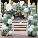 Sage Green White Balloon Garland Double Stuffed Dusty Green White Pearl Balloons Olive Pastel Balloon Arch Kit for Neutral Baby Shower Bridal Shower Birthday Baptism Party Decorations