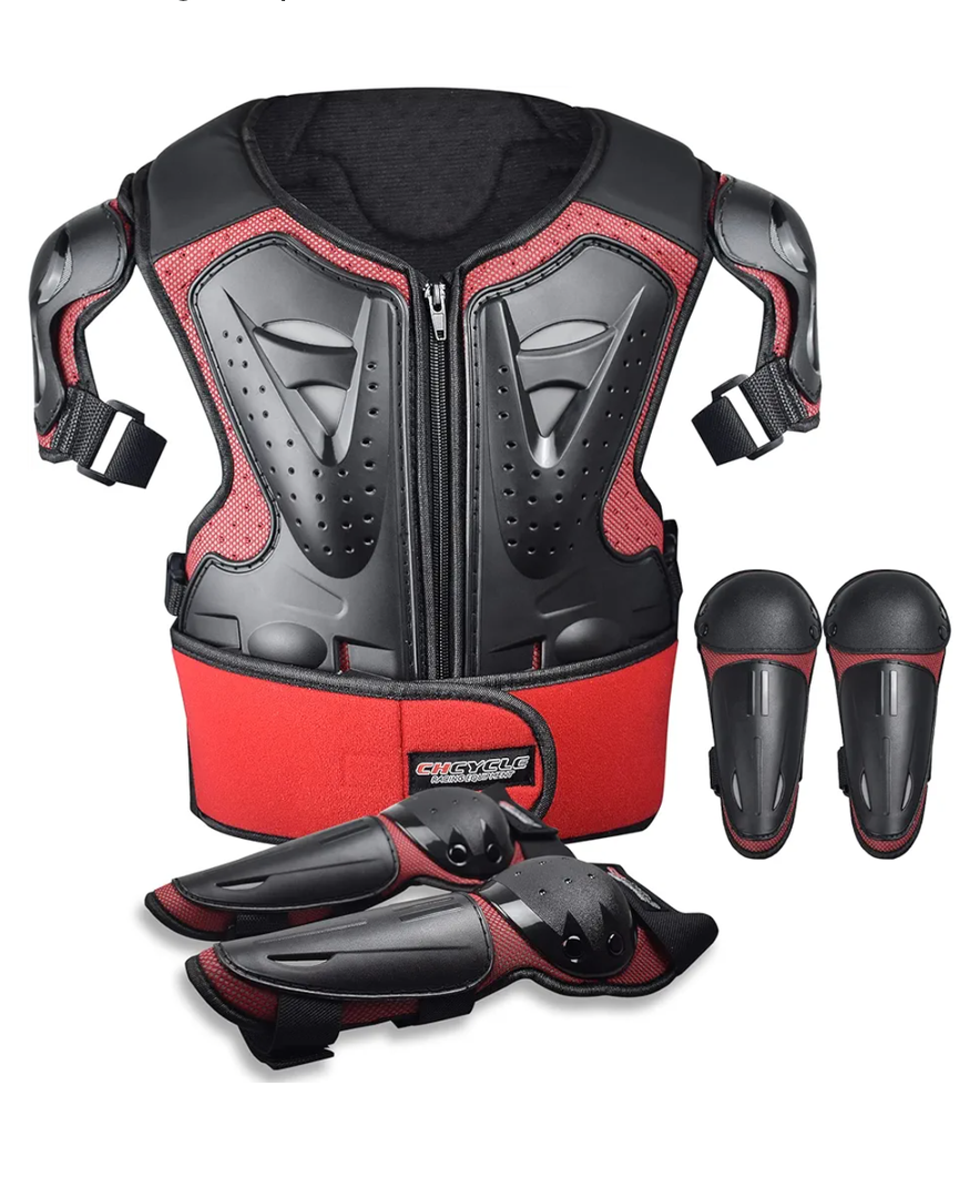 Kids Motorcycle Armor Suit Dirt Bike Gear Chest Protector Motocross for Kids Dirt Bike Chest Protective Gear with Elbow Knee Pads Guards for Cycling