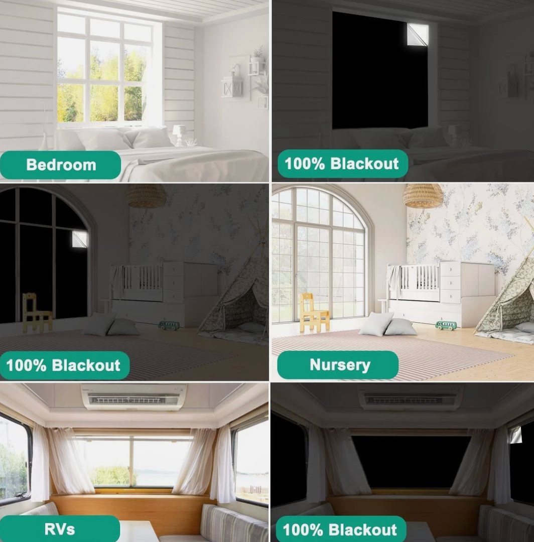 100% Blackout Blind 34 x 58 inch Portable Blackout Blind, 2 Pack