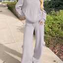 ANRABESS Womens Two Piece Outfits Casual Knit Hooded Sweater Straight Leg Pants Set 2025 Fall Lounge Travel Clothes (XL)