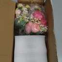 Artificial Peonies Silk Flowers in Glass Vase Faux Flowers Bouquets Modern Penoy Arrangement 4 Pack for Home Decoration Table Centerpiece (Pink)