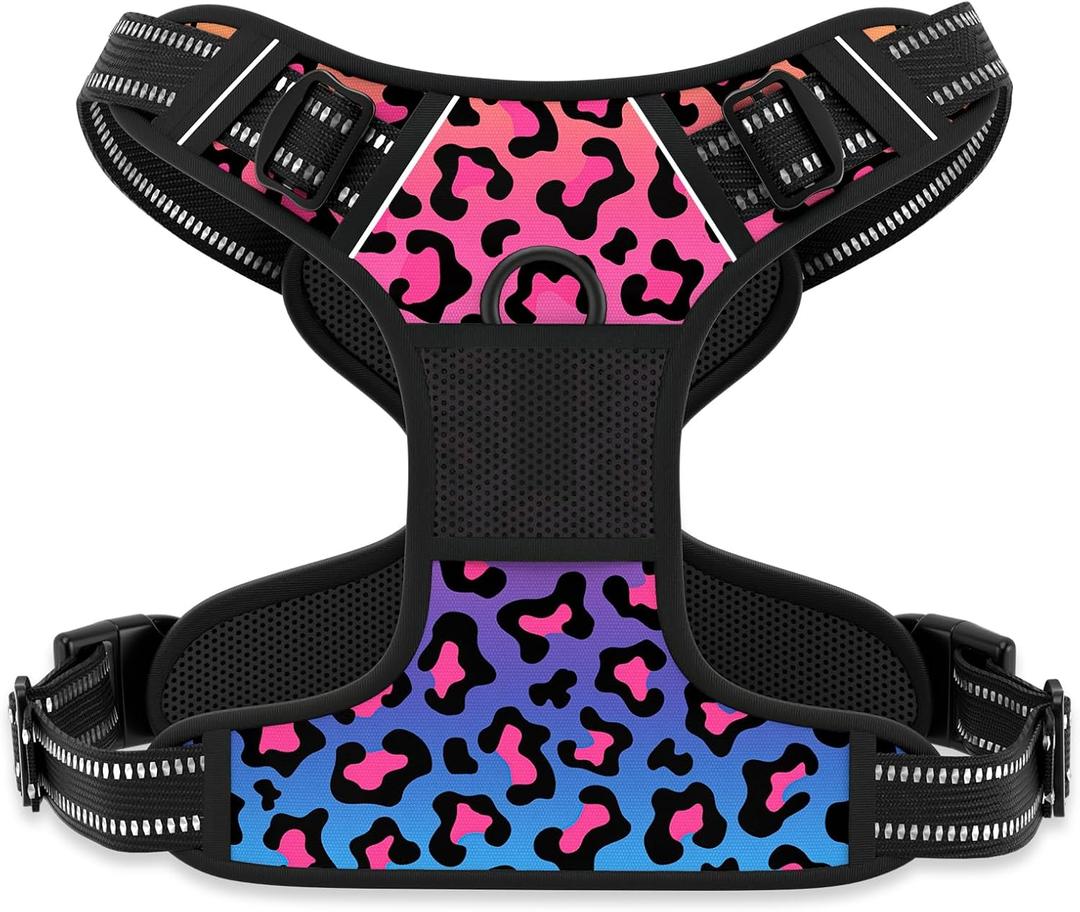 Rnivvi No Pull Dog Harness, Cute Leopard Reflective Medium Sized Puppy Kitten Harness, Adjustable Soft Padded Vest for Medium Dogs, Heavy Duty Pet Vest with Easy Control Handle for Walking, Neon Rnivvi No Pull Dog Harness, Cute Leopard Reflective Medium Sized Puppy Kitten Harness, Adjustable Soft Padded Vest for Medium Dogs, Heavy Duty Pet Vest with Easy Control Handle for Walking, Neon