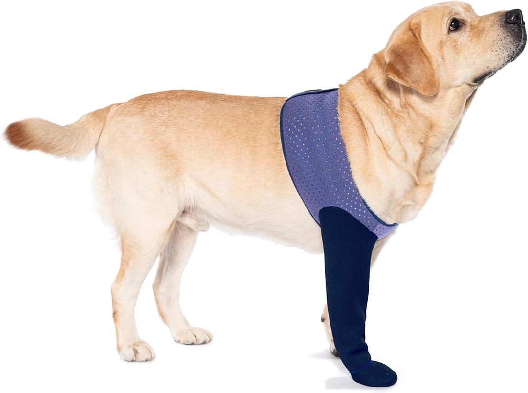 COODEO Dog Socks to Prevent Licking Paws, Healing Boots & Paw Protectors with Non-Slip Bottoms for Wound Protection, Waterproof Sleeve Shoes for Licking Purple M_Left