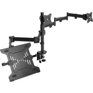 VIVO Dual Monitor + Laptop Mount for 13 to 27 inch Screens and 10 to 15.6 inch Laptops, Triple Screen Viewing, Articulating Arms, Black, STAND-V013L