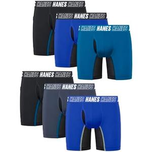 Hanes Moves Underwear, Anti-Chafe Boxer Briefs for Boys, 6-Pack size M