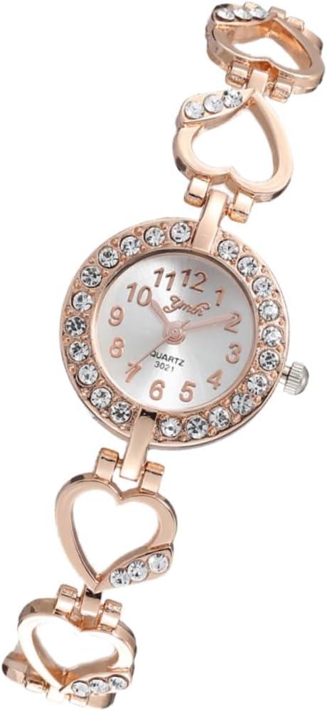 Rose Gold Quartz Wrist Chain Watch with Full Rhinestone Heart Design Delicate Digital Display Fashionable Wrist Decoration for Stylish Ladies Rose Gold Quartz Wrist Chain Watch with Full Rhinestone Heart Design Delicate Digital Display Fashionable Wrist Decoration for Stylish Ladies