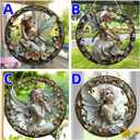 Flower Fairy Garden Decorations Angel Wing Christmas Halloween Deco Statue Art Elf Sculpture Hanging Craft for Outdoor Yard Courtyard Lawn Patio Window Acrylic Ornament Home Gift (A,S: 6*6 IN)