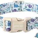 ARING PET Dinosaur Dog Collar-Cute Dog Collar for Small Dogs, Adjustable Dinosaur Print Pet Collars Puppy Collar for Small Medium Large Dogs