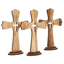 Juvale 3 Pack Catholic Wooden Cross Baptism Centerpieces for Tables, Communion, Home Decor (6 x 9 In), Baptism Decorations for Boys and Girls