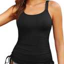 Women Tankini Top Only - Tummy Control Bathing Suit Top 2025 Modest Swim Tank Top Swimsuits No Bottom (Large, Black)