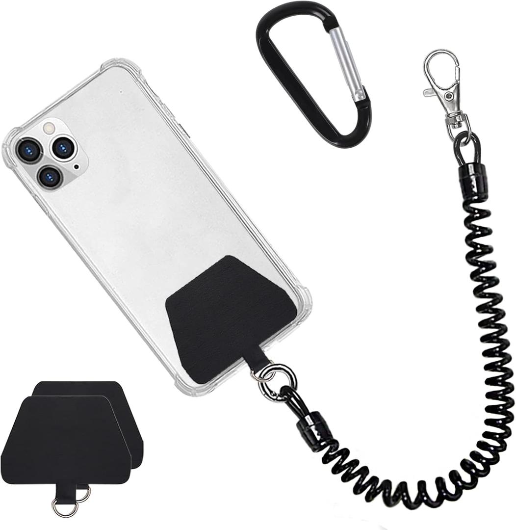 Doormoon Phone Lanyard Tether with Patch, Universal Stretchy Straps and Phone Case Anchor for Anti-drop Outdoor Skiing Hiking Cycling Climbing Compatible for iPhone Samsung Pixel Most Smartphones
