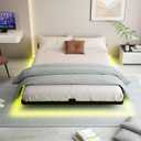 King Floating Bed Frame with LED Lights - Modern Metal Platform Bed Frame - Noise Free No Box Spring Needed and Easy Assembly