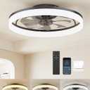 20 Inch Ceiling Fan with Lights, Modern Low Profile Ceiling Fan