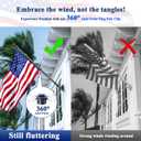 PHITRIC Flag Pole Kit, Tangle Free Spinning Stainless Steel Rustproof Flagpole for 3x5 Sports Fan Outdoor Flags for Outside House (Black, 5FT, with Bracket)