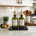Verspace UV-Protected Green Glass Olive Oil Dispenser Bottles For Kitchen - 2 Pack - 17oz Includes 40 Kitchen Essential Labels, Avocado Oil Dispenser Set, Modern Decor for Home, Airbnb, Cafe