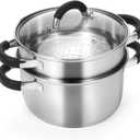 Kirecoo 3.2QT Steamer for Cooking - Stainless Steel Steam Pot with Steamer Basket, Cooking Stock Pot with Silicone Handle, Lid for Vegetable, Dumplings, Soup, Food, 3Ply Bottom Boiling Stew Cookware, 2 pack