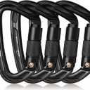 BEIFENG 25KN Auto Locking Carabiner - UIAA Certified Heavy Duty Climbing Carabiners for Rock Climbing, Camping, Rappelling, Hunting, Rescue Equipment - Professional Carabiner Clips (Black)