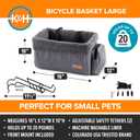 K&H Dog Bike Basket Front Mount, Pet Bike Carrier for Small Dogs & Cats, Bicycle Dog Basket with Safety Leash, Washable Liner, Heavy Duty Metal Frame, Universal Fit, 16x12x10 in
