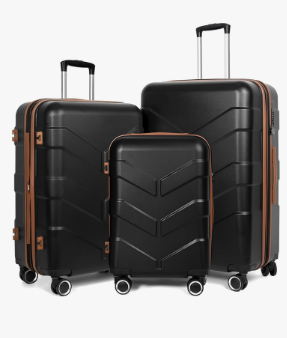 Luggage Sets 3 Piece with Spinner Wheel, Hardside Suitcase Set with TSA Lock, Expandable Lightweight Travel Luggage for Men and Women, Black