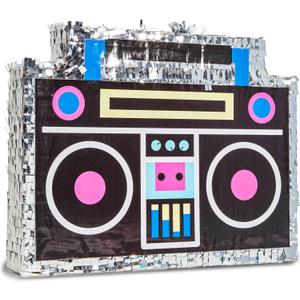 BLUE PANDA Boombox Pinata - 80s and 90s Theme Party Decorations, Hip Hop, Retro Birthday Supplies (16.5x12.8x3 In) - 90s Party Decorations - Boom Box Decor Pinata