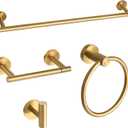 Brushed Gold Bathroom Hardware Accessories Set 4 Pieces,Towel Bar Set Stainless Steel Wall Mounted, Includes 24 in Hand Towel Bar, Towel Ring Holder,Toilet Paper Holder, Bathroom Towel Rack Set Gold