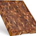 SHUMARU Teak End-Grain Wood Cutting Board - 24x18x2.25 Butcher Block | Handmade in Bali - Silky-Smooth, Juice Groove, KnifeFriendly, Ergonomic Grips & NonSlip Feet