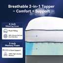 Dual Layer 4 Inch Memory Foam Mattress Topper Full, 2 Inch Cooling Gel Memory Foam and 2 Inch Soft Pillow Top Mattress Pad Cover for Back Pain Relief, with Elastic 21" Deep Pocket