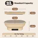 Heating Sourdough Bread Proofing Basket, 2L Electric Thermostatic Silicone Oval Banneton Proofing Bowl with 6 Timer & Temp Settings for Dough Rising, Dishwasher Safe, Foldable Sourdough Starter Bowl