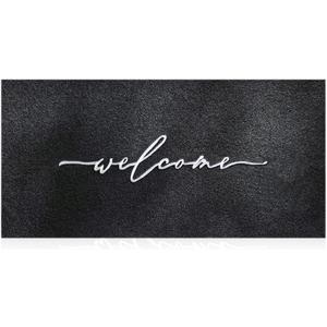 AAZZKANG Welcome Mats for Front Door Extra Large 18"x48" Outdoor with Non Slip Rubber Backing Easy to Clean Indoor Doormat for Entrance Outside Inside (Black)