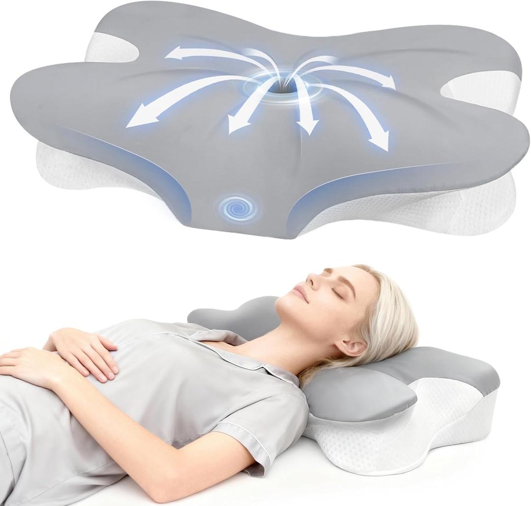 Cervical Neck Pillow for Neck Pain Relief, Ergonomic Contour Memory Foam Pillow with Breathable Pillowcase, Neck Support Pillow for Side, Back, Stomach Sleepers