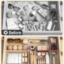 KEMETHY 25 PCS Plastic Drawer Organizers Set, 4 Sizes Vanity Organizer, Makeup and Desk Drawer Organizer Trays, Organization and Storage for Makeup, Bathroom, Kitchen Utensils and Office (Clear)