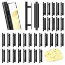 Self-Stick Push Pull Helper, 30 Pack Stick Drawer Pulls Stick on Handle ABS Plastic Adhesive Door Handles Pulls Peel and Stick Cabinet Handles for Kitchen Cabinet Sliding Door Furniture(Black)