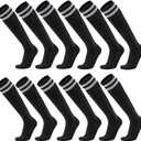 Ultrafun 6 Pairs Soccer Socks Color Stretchy Compression Knee High Tube Socks Football Athletic Socks for Men Women Teens (One Size)