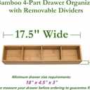 Lipper International Bamboo Drawer Organizer with 3 Removable Dividers, Brown